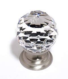Alno Crystal 1-1/4" (32mm) Clear Faceted Sphere Cabinet Drawer Knob, Satin Nickel Base