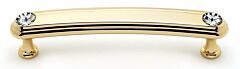 Alno Crystal 4" (102mm) Hole Centers, 4-3/4" (121mm) Overall Length Cabinet Hardware Pull / Handle, Gold