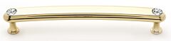 Alno Crystal 6" (152mm) Hole Centers, 6-3/4" (171.5mm) Overall Length Cabinet Hardware Pull / Handle, Polished Brass