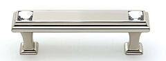 Alno Crystal 3" (76mm) Hole Centers, 3-3/4" (96mm) Overall Length Rectangle Cabinet Hardware Pull / Handle, Polished Nickel