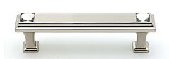 Alno Crystal 3-1/2" (89mm) Hole Centers, 4-1/4" (108mm) Overall Length Rectangle Cabinet Hardware Pull / Handle, Polished Nickel