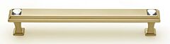 Alno Crystal 6" (152mm) Hole Centers, 6-3/4" (171.5mm) Overall Length Rectangle Cabinet Hardware Pull / Handle, Satin Brass