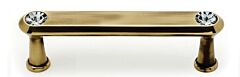 Alno Crystal 3-1/2" (89mm) Hole Centers, 4-1/8" (104.5mm) Overall Length Cabinet Hardware Pull / Handle, Polished Antique