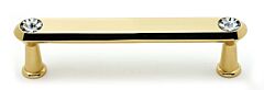 Alno Crystal 4" (102mm) Hole Centers, 4-5/8" (117.5mm) Overall Length Cabinet Hardware Pull / Handle, Polished Brass