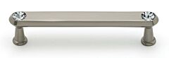 Alno Crystal 4" (102mm) Hole Centers, 4-5/8" (117.5mm) Overall Length Cabinet Hardware Pull / Handle, Satin Nickel