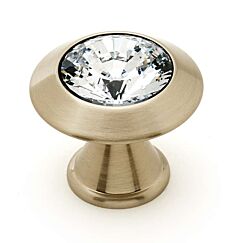 Alno Crystal 1-1/4" (32mm) Diameter with Small Crystal Cabinet Drawer Knob, Satin Brass