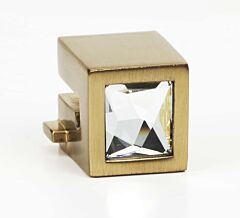 Alno Ring Pull 1/2" (13mm) Square Mount Only with Crystal, Satin Brass