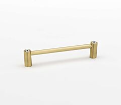 Alno Crystal Contemporary 6" (152mm) Hole Centers, 6-1/2" (165.5mm) Overall Length Cabinet Hardware Pull / Handle, Satin Brass