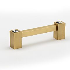 Alno Crystal Contemporary 4" (102mm) Hole Centers, 4-5/8" (117.5mm) Overall Length Luxury Cabinet Hardware Pull / Handle, Satin Brass