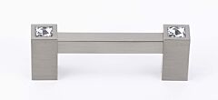 Alno Crystal Contemporary 3" (76mm) Hole Centers, 3-5/8" (92mm) Overall Length Luxury Cabinet Hardware Pull / Handle, Satin Nickel