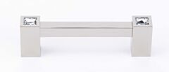 Alno Crystal Contemporary 3-1/2" (89mm) Hole Centers, 4-1/8" (104.5mm) Overall Length Luxury Cabinet Hardware Pull / Handle, Polished Nickel