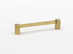 Alno Crystal Contemporary 6" (152mm) Hole Centers, 6-1/2" (165.5mm) Overall Length Luxury Cabinet Hardware Pull / Handle, Satin Brass