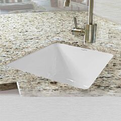 Ceco “La Quinta” Enameled Cast Iron 16” x 17-1/2” x 9” Under-mount, White, Small Single Bowl Sink