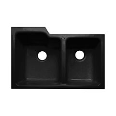 Ceco “Redondo” Enameled Cast Iron 33” x 22” x 10” Under-mount, Black, 60/40 Double Bowl Sink