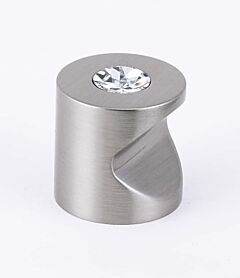 Alno Contemporary Crystal 1" (25.4mm) Width, 1" (25.4mm) Projection Cylindrical Whistle Cabinet Knob, Satin Nickel