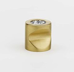 Alno Contemporary Crystal 3/4" (19mm) Width, 3/4" (19mm) Projection Cylindrical Whistle Cabinet Knob, Satin Brass