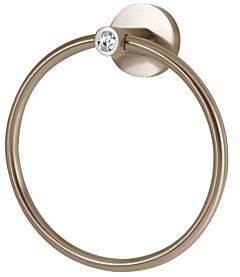 Alno Contemporary I Crystal 6" Diameter Towel Ring with Round Escutcheon Plate, Satin Nickel