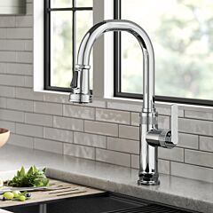 Kraus Allyn Industrial Pull-Down Single Handle Kitchen Faucet in Chrome