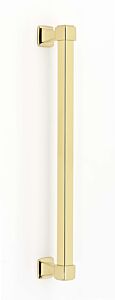 Alno Cube 12" (305mm) Center to Center, 13" (330mm) Overall Length Cabinet Hardware Pull / Handle, Unlacquered Brass