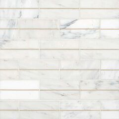 Ferrara 3" x 6" Honed Marble Decorative Tile with Brass in Bianco