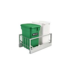Aluminum 35 Quart Waste Container Pullout w/Green Compost bin, 14-13/16 X 22-1/8 X 19-1/16 in