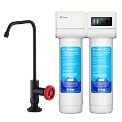 Kraus Urbix 2-Stage Under-Sink Filtration System with Urbix™ Single Handle Drinking Water Filter Faucet in Matte Black / Red
