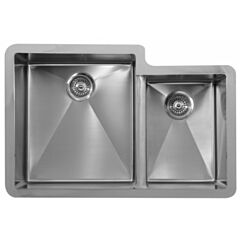 Karran 32" x 21-1/2" x 9" Seamless Undermount Large / Small Bowl, 40/60 Brushed Stainless Steel Kitchen Sink