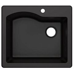 Kraus Quarza Single Bowl Kitchen Sink  25" Drop-In/Undermount Granite in Black