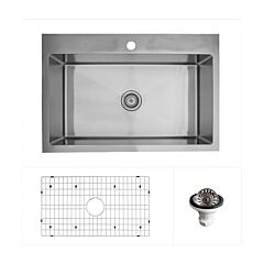 Karran Elite Series 33" x 22" 10" Top Mount Single Bowl with Accessories, Stainless Steel Kitchen Sink