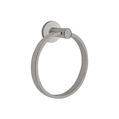 Modern Brass Towel Ring with 2-1/2" Disk Rosette in Satin Nickel