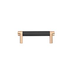 Emtek Select Flat Black Knurled Bar 3-1/2 Inch Center to Center with Rectangular Stem in Satin Copper Overall Length 4-1/4" Inch Cabinet Pull/Handle
