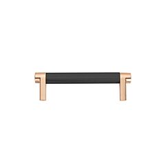 Emtek Select Flat Black Knurled Bar 4 Inch Center to Center with Rectangular Stem in Satin Copper Overall Length 4-3/4” Inch Cabinet Pull/Handle