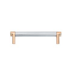 Emtek Select Polished Chrome Knurled Bar 5 Inch Center to Center with Rectangular Stem in Satin Copper Overall Length 5-3/4” Inch Cabinet Pull/Handle