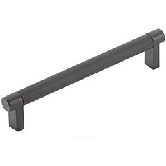 Emtek Select Flat Black Knurled Bar 6 Inch Center to Center with Rectangular Stem in Flat Black Overall Length 6-3/4” Inch Cabinet Pull/Handle