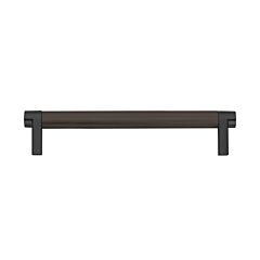 Emtek Select Oil Rubbed Bronze Knurled Bar 6 Inch Center to Center with Rectangular Stem in Flat Black Overall Length 6-3/4” Inch Cabinet Pull/Handle
