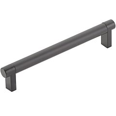 Emtek Select Flat Black Smooth Bar 6" (152mm) Center to Center with Rectangular Stem in Flat Black Overall Length 6-3/4” Inch Cabinet Pull/Handle
