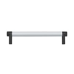 Emtek Select Polished Chrome Smooth Bar 6" (152mm) Center to Center with Rectangular Stem in Flat Black Overall Length 6-3/4” Inch Cabinet Pull/Handle