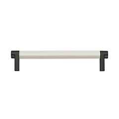 Emtek Select Polished Nickel Smooth Bar 6" (152mm) Center to Center with Rectangular Stem in Flat Black Overall Length 6-3/4” Inch Cabinet Pull/Handle
