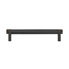 Emtek Select Flat Black Knurled Bar 6 Inch Center to Center with Rectangular Stem in Oil Rubbed Bronze Overall Length 6-3/4” Inch Cabinet Pull/Handle