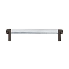 Emtek Select Polished Chrome Knurled Bar 6 Inch Center to Center with Rectangular Stem in Oil Rubbed Bronze Overall Length 6-3/4” Inch Cabinet Pull/Handle
