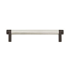 Emtek Select Polished Nickel Knurled Bar 6 Inch Center to Center with Rectangular Stem in Oil Rubbed Bronze Overall Length 6-3/4” Inch Cabinet Pull/Handle