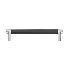 Emtek Select Flat Black Knurled Bar 6 Inch Center to Center with Rectangular Stem in Polished Chrome Overall Length 6-3/4” Inch Cabinet Pull/Handle