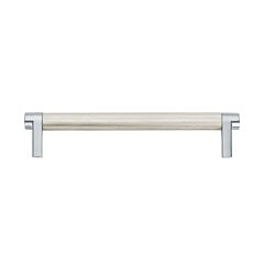 Emtek Select Polished Nickel Knurled Bar 6 Inch Center to Center with Rectangular Stem in Polished Chrome Overall Length 6-3/4” Inch Cabinet Pull/Handle