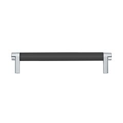 Emtek Select Flat Black Smooth Bar 6" (152mm) Center to Center with Rectangular Stem in Polished Chrome Overall Length 6-3/4” Inch Cabinet Pull/Handle