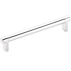 Emtek Select Polished Chrome Smooth Bar 6" (152mm) Center to Center with Rectangular Stem in Polished Chrome Overall Length 6-3/4” Inch Cabinet Pull/Handle