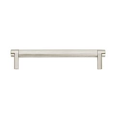 Emtek Select Polished Nickel Knurled Bar 6 Inch Center to Center with Rectangular Stem in Polished Nickel Overall Length 6-3/4” Inch Cabinet Pull/Handle
