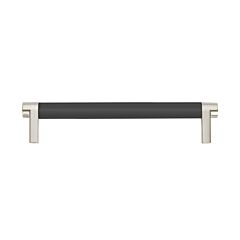 Emtek Select Flat Black Smooth Bar 6" (152mm) Center to Center with Rectangular Stem in Polished Nickel Overall Length 6-3/4” Inch Cabinet Pull/Handle