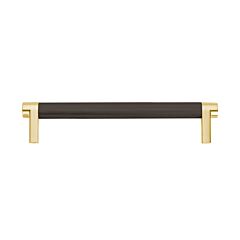 Emtek Select Oil Rubbed Bronze Knurled Bar 6 Inch Center to Center with Rectangular Stem in Satin Brass Overall Length 6-3/4” Inch Cabinet Pull/Handle