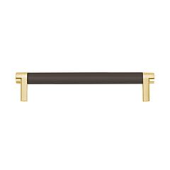 Emtek Select Oil Rubbed Bronze Smooth Bar 6" (152mm) Center to Center with Rectangular Stem in Satin Brass Overall Length 6-3/4” Inch Cabinet Pull/Handle