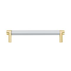 Emtek Select Polished Chrome Smooth Bar 6" (152mm) Center to Center with Rectangular Stem in Satin Brass Overall Length 6-3/4” Inch Cabinet Pull/Handle